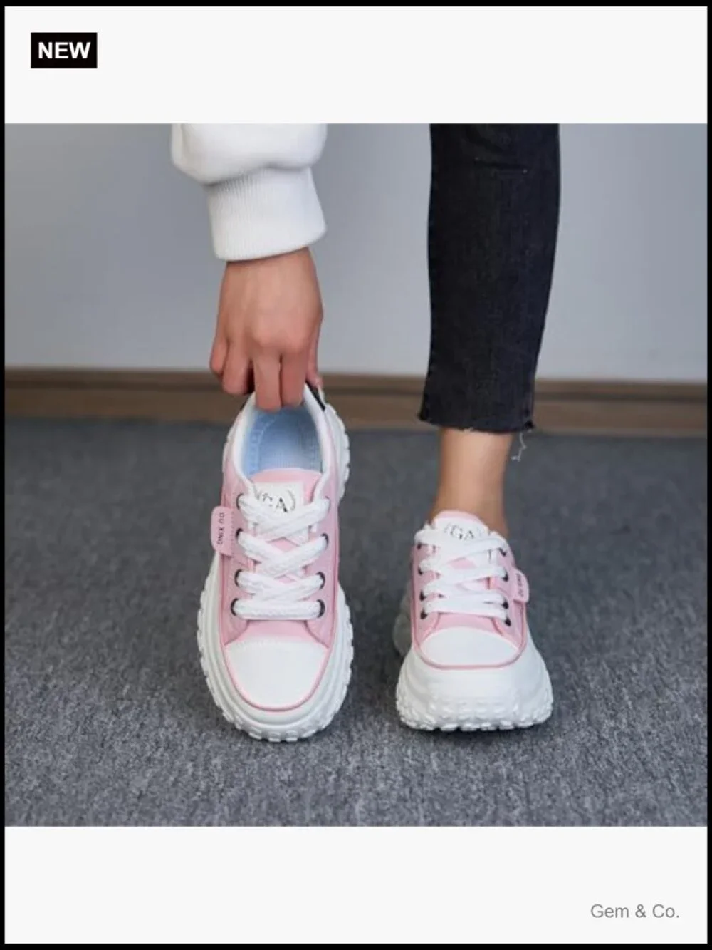 Lace Up Thick Soled Non Slip Breathable Running Shoes